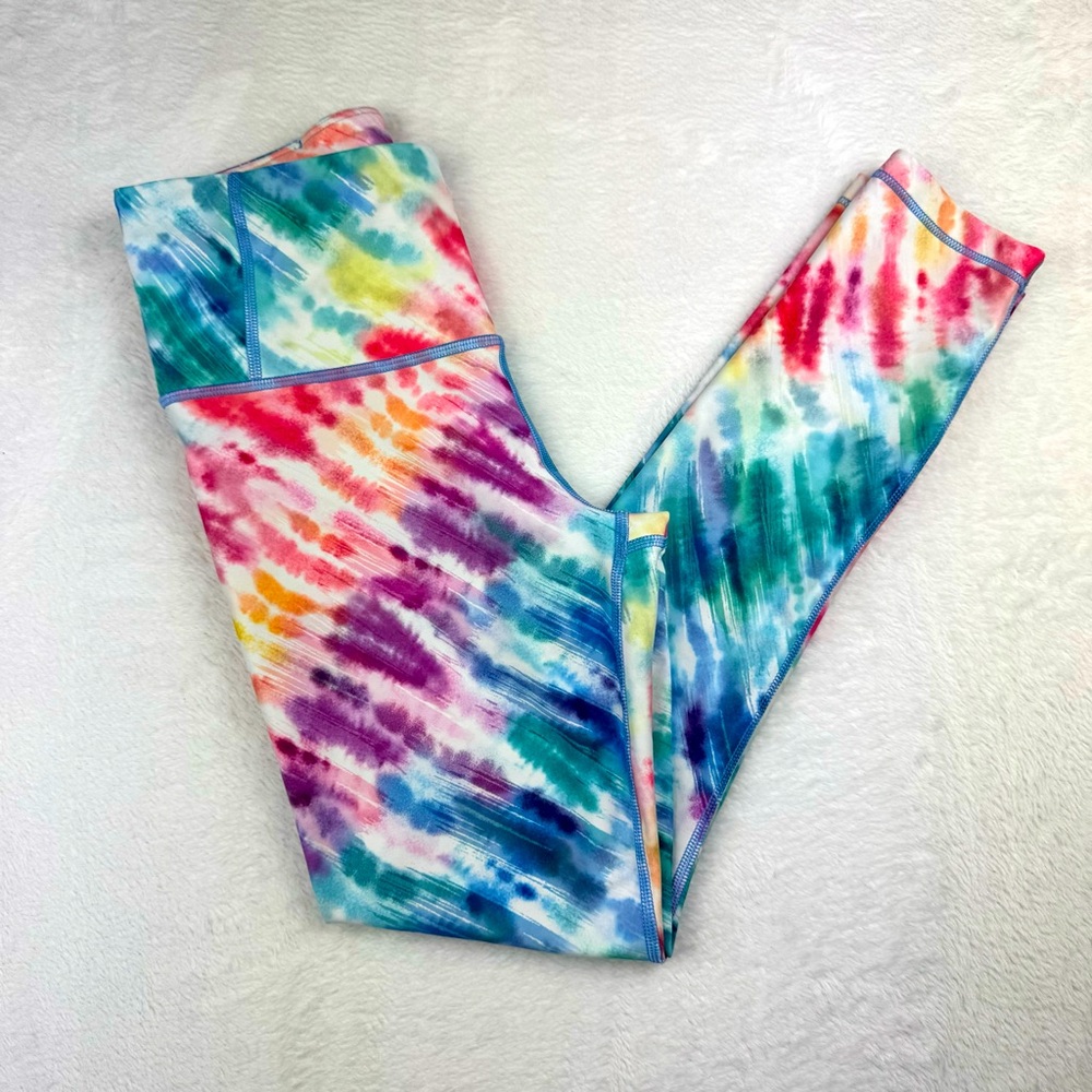 Athleta love proudly 7/8 tight leggings. Tie die rainbow color. Size XS.